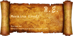 Menkina Ernő névjegykártya